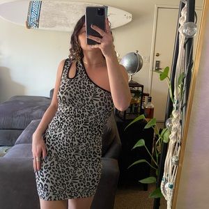Black and grey cheetah leopard print dress